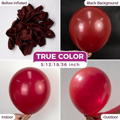 Bezente Burgundy Latex Party Balloons - 150 Pack 5 Inch Dark Ruby Matte Small Retro Wine Red Maroon Balloons for Thanksgiving New Years Casino Themed Cherry Party Decorations