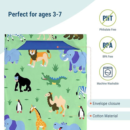 Wildkin Kids Nap Mat Cover for Boys & Girls, Sewn-in Flap Design Rest Mat Cover, Perfect for Preschool and Daycare, Fits Our Vinyl Nap Mat up to 1.5 Inches Including Basic Sleep Mat (Wild Animals)