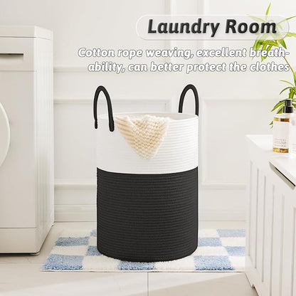 Artfeel Laundry Basket,Woven Cotton Rope Laundry Hamper,60L for Decorative Storage of Dirty Clothes,Toys and Blankets in Bathroom,Baby Room and Living Room
