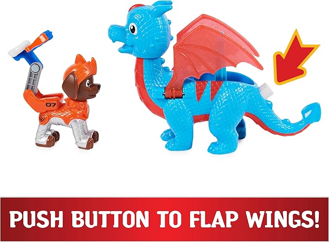 Paw Patrol, Rescue Knights Zuma and Dragon Ruby Action Figures Set, Kids Toys for Ages 3 and up