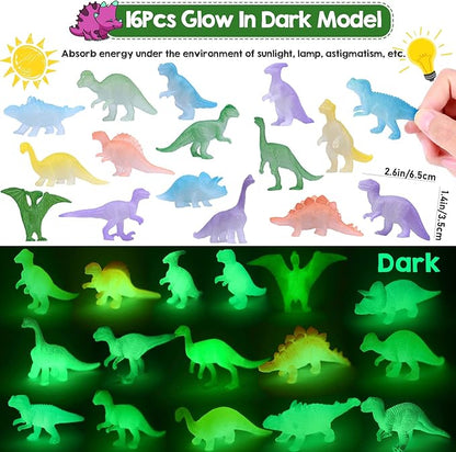Golray 72Pack Dinosaur Birthday Party Supplies Favors Safari Hat Tote Goodie Bags Luminous Dino Figure Tattoo Keychain Slap Bracelet for Kid Boy Safari Jungle Explorer Dinosaur Party Favor Supplies