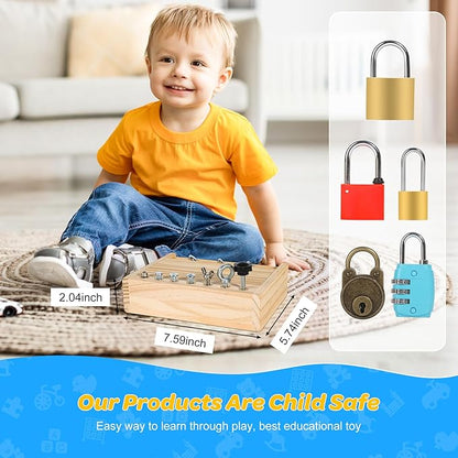 INIFEIDALA Montessori Screwdriver Board Set - Lock and Key Toy,Busy Board Toys for 3 4 5 Year Old,Kids Tool Set, Preschool Learning Sensory Fine Motor Skills STEM Toys
