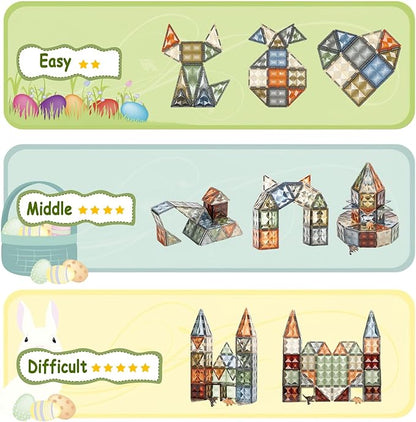 3D Magnetic Tiles, STEM Learning and Encourage Imaginative Play Magnetic Blocks, Preschool Puzzle Magnetic Toys with Dinosaur, Gift for Boys and Girls 3 4 5 6 7 8 Years+