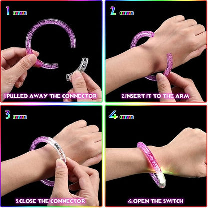 300 Pcs Glow Sticks Bracelets Glow in the Dark LED Bracelets Neon Party Favors Halloween Flashing Light Up Bracelet Toys for Adults Rave Concert Birthday Carnival Wedding New Year Supplies