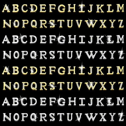 104Pcs Rhinetone Letters Nail Studs, Kalolary Gold Silver 3D Capital Rhinetone Nail Letter English Alphabet Stud Charm DIY Manicure Nails Jewelry Making Crafts Decoration for Women Girls