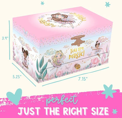 Musical Fairy Jewelry Box for Girls - Kids Music Box with Spinning Fairy and Mirror, Princess Gifts for Little Girls, Jewelry Boxes, Childrens Birthday Gift - Ages 3-10, Pink