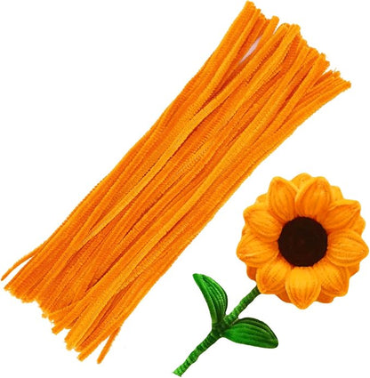 60 Orange Pipe Cleaners - Chenille Stem Bulk Pack for Arts & Crafts Projects