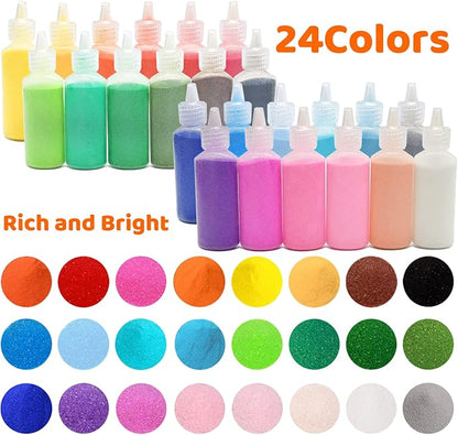Guuozzli 24 PCS Art Sand,1.24 oz Colored Sand Bottles,Sand Arts and Crafts Kit,Scenic Sand for Kids,DIY Sand Painting,Wedding Decoration