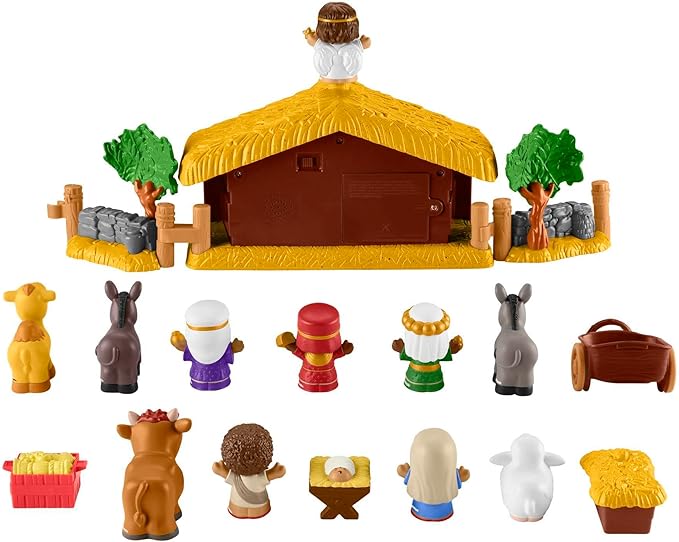 Fisher-Price Little People Toddler Toy Nativity Set with Music Lights & 18 Pieces for Christmas Pretend Play Kids Ages 1+ Years
