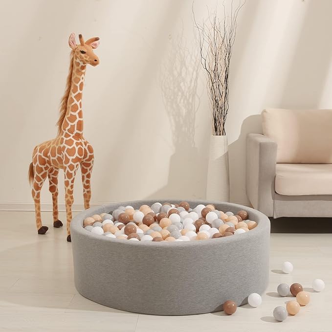 GOGOSO Balls for Ball Pit - Plastic Ball for Toddlers 1-3, Baby Kids Ball Pool Decoration 50 100 200 300 500 1000 (Grey+Coffee+ Beige+White, 50 Balls)