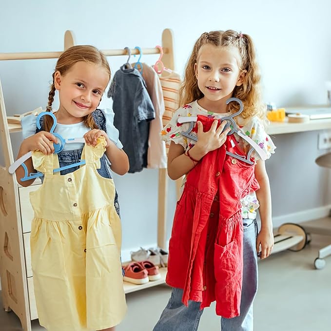 80 Pack Baby Closet Hangers Kids Clothes Hangers Adjustable (Mix Colors) with Windproof Buckles, Extendable 11"-14" Baby Hangers for Kids Child Newborn Toddler Stackable & Space-Saving