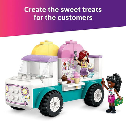 LEGO Friends Heartlake City Ice Cream Truck Toy - Building Toy Pretend Play Set for Kids, Girls and Boys, Ages 4+ - Preschool Building Blocks with 2 Minidolls and Rabbit Figure - 42644