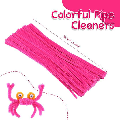 100Pcs Pipe Cleaners, Pipe Cleaners Craft, Chenille Stems Creative Craft Pipe Cleaners for Festivals Flower Making, Crafting Pipe Cleaners Supplies for Home DIY Decorations/Rose