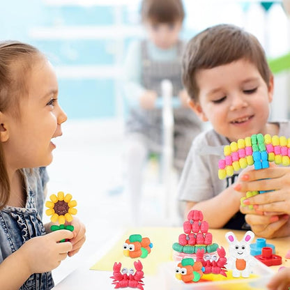 Junkin 1000 Pcs Magic Noodles Foam Crafts Puffs Corn Super Crafts Arts Kit Bulk Building Blocks Model Toys Valentines Kid Gifts for Kindergarten School Stimulates Creativity Supplies(Multicolored)