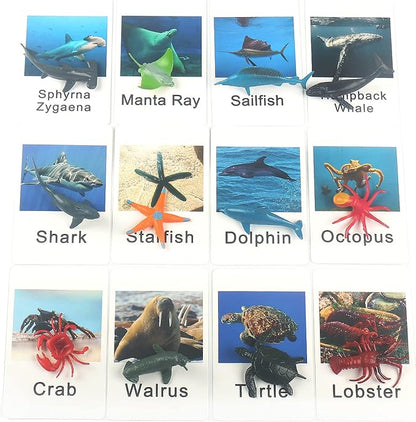 MEROCO Montessori Animal Match Game Cards Marine Animal Matching Montessori Language Materials Toddlers Preschool Educational Learning Toys NEWT011