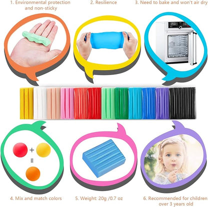 CiaraQ Small Modeling Clay Set, 12 Colors Safe & Non-Toxic Oven Bake Polymer Clay Starter Kit for Kids/Beginners