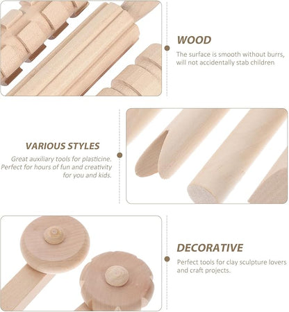 Kisangel 12-Piece Wooden Clay Tools Set for Sculpting and Molding Plasticine Safe Smooth Surface Modeling Tools for Kids and Adults Creative Crafting