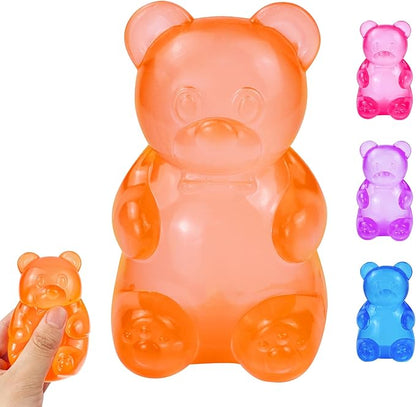 Stress Bear Taba Squishy Balls, Bear Toy Taba Squishy Toys for Kids Stress Relief Squeeze Balls for Valentines Day Gifts Birthday Gifts Party Favors- Orange