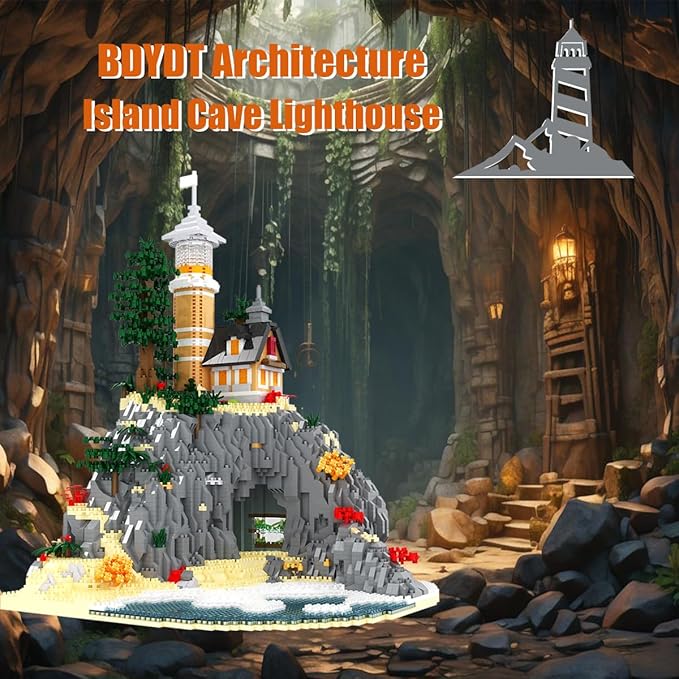 BDYDT Architecture Island Cave Lighthouse Micro Building Blocks Sets（5686PCS）- Building Block Model Gifts and Unique Collectibles Suitable for Children and Adult Creative Enthusiasts