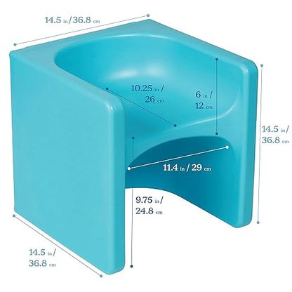 ECR4Kids Tri-Me 3-In-1 Cube Chair, Kids Furniture, Cyan