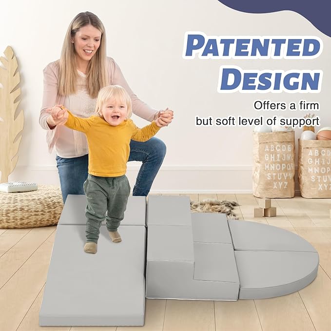 TODIBY 6-Piece Soft PU Leather Toddlers Climbing Toys, Baby Foam Climbing Blocks for Kids 3, Baby Climbing Structures Play Gym for Toddlers, Indoor Climb and Crawl Activity Play Set