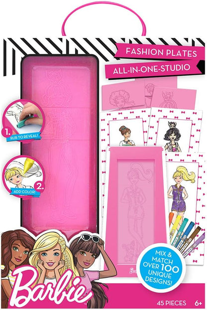 Barbie Fashion Plates All in One Studio Sketch Design Activity Set – Fashion Design Kit for Kids Ages 6 and Up