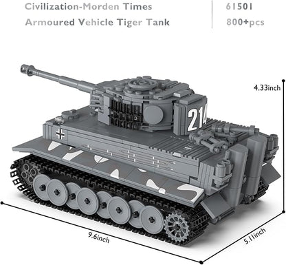 JMBricklayer Tank Building Sets for Adults or Boys - WW2 Military RC Tiger Army Tank Model Toy, Armed Construction Vehicle Set Ideal Gifts Toys 61501