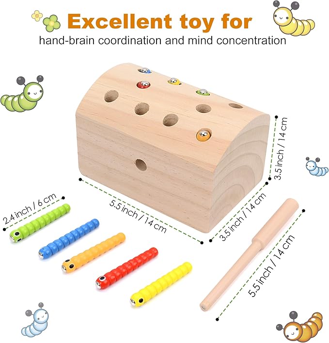 Carrot Harvest - Wooden Educational Toys for Boys and Girls - Preschool Learning Gift - Toddlers Wood Game – Shape Sorting Toy - Worm Toy Playset - for Age 1 2 3 Year Old