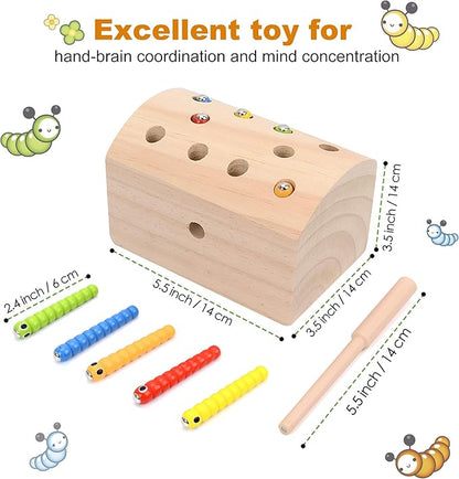 Carrot Harvest - Wooden Educational Toys for Boys and Girls - Preschool Learning Gift - Toddlers Wood Game – Shape Sorting Toy - Worm Toy Playset - for Age 1 2 3 Year Old