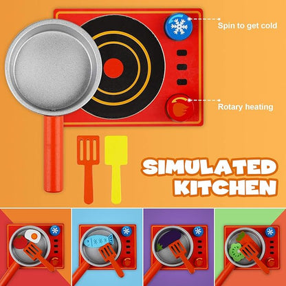 TOY Life Wooden Kitchen Sets for Kids, Wooden Play Food, Wooden Food Toys, Wooden Kitchen Toys, Wooden Play Set, Wooden Puzzles for Toddlers, Toy Cooking Set for Toddlers