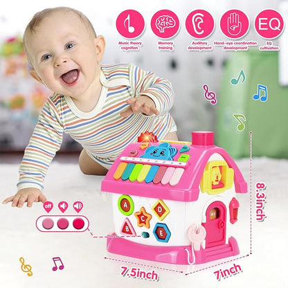 Toys for 1+ Year Old Girl Gifts: Montessori Musical Toddler Toys Age 1-2 - 8-in-1 Multi-Functional House Educational Baby Girl Toy 12-18 Months - First Birthday Gift for 1 2 Year Old Girls Boys Kids