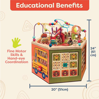 B. toys- Youniversity- Wooden Activity Cube – Developmental Learning Center – Toys for Toddlers, Kids – Alphabet, Numbers, Shapes – 12 Months +