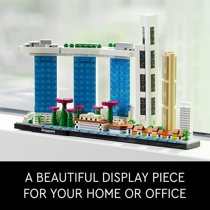LEGO Architecture Singapore 21057 Building Set - Skyline Collection, Architecture Construction Model for Home and Office Décor, Gift Idea for Adults