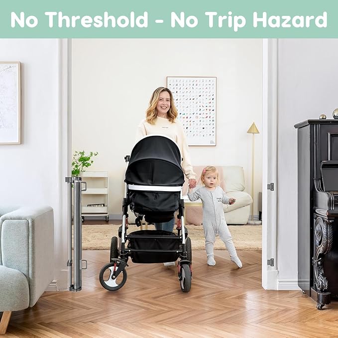 115 Inch Retractable Pet Gate for Dogs Extra Wide Baby Gate Retractable Baby Gates Extra Wide Puppy Gate Retractable Dog Gate for The House Extra Wide Child Safety Gate Extra Long Baby Gate for Stairs