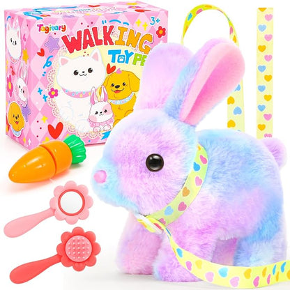 Tagitary Easter Bunny Plush Toys Hopping Easter Stuffed Bunny with Sounds,Wiggling Ears,Jumping,Twitching Mouth and Nose,Easter Basket Stuffer Decor School Prize Birthday Gift for Kids