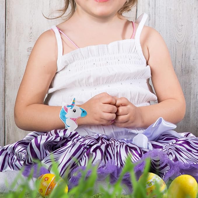 LUOZZY Unicorn Slap Bracelet for Kids Plush Tiger Animal Slap Bracelets for Kids Colorful Animal Slap Bands for Kids (Unicorn)