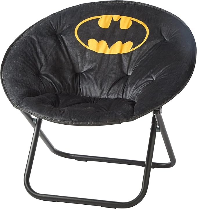 Idea Nuova Batman Folding Lounge and Gaming Saucer Chair, Polyester, 29" H x 32" W x 22" D, 16"D x 19"H, 14" from floor