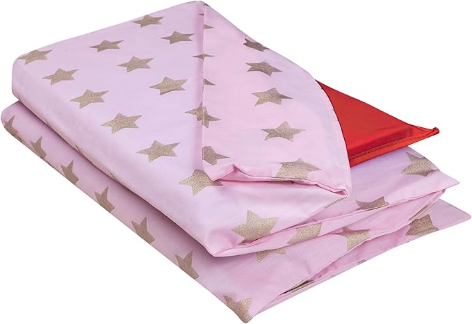 Wildkin Kids Nap Mat Cover for Boys & Girls, Sewn-in Flap Design Rest Mat Cover, Perfect for Preschool & Daycare, Fits our Vinyl Nap Mat up to 1.5 Inches Including Basic Sleep Mat(Pink and Gold Stars)