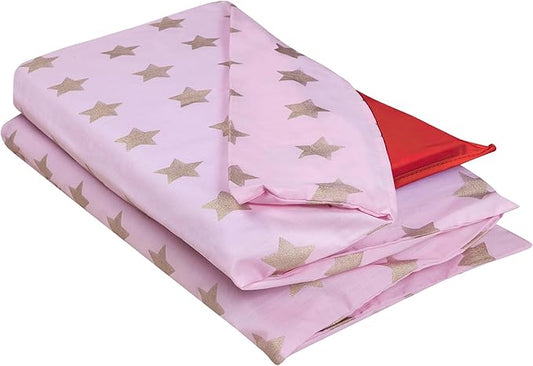Wildkin Kids Nap Mat Cover for Boys & Girls, Sewn-in Flap Design Rest Mat Cover, Perfect for Preschool & Daycare, Fits our Vinyl Nap Mat up to 1.5 Inches Including Basic Sleep Mat(Pink and Gold Stars)