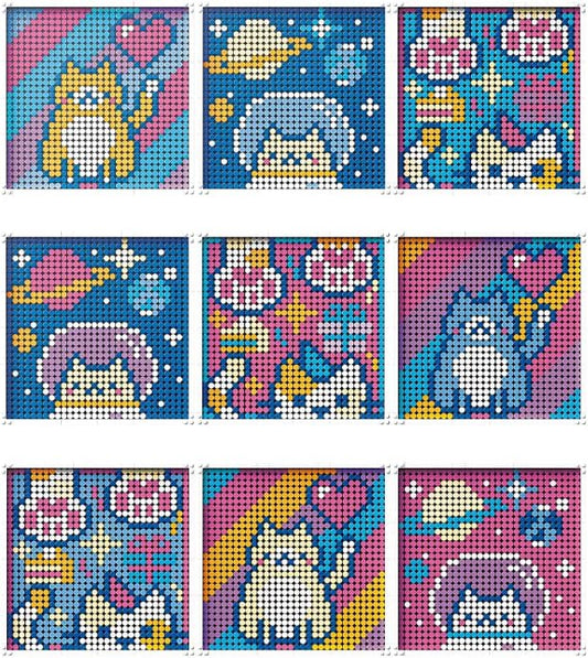 BDYDT Animal Cat Art Building Blocks Set; Wall Art Decor DIY Set(900 Pieces) Toys Gifts for Kids and Adults