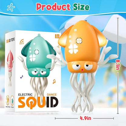 Dancing Squid Baby Toy, Infant Tummy Time Toys for 3-6 Months, Interactive Crawling Octopus with Music & Lights for 6-12, 12-18 Learning Walking Toy for Toddlers 1 Year Old Boys Girls Birthday Gifts