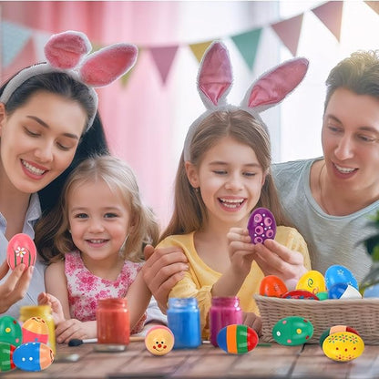 Augshy 14 PCS Egg Shakers Percussion Musical Egg Maracas Easter Egg Kids Toys （Wooden)