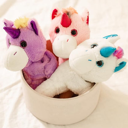 Unicorn Slap Bracelets Wrist Hugger Gift- Stuffed Animals Huggable Plush Toy for Kids and Teens, Toddler Bed and Stroller Toys White, 8.5"