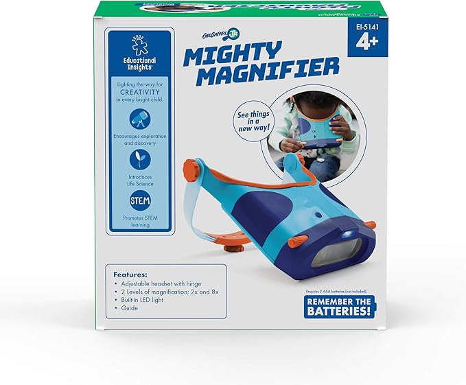 Educational Insights GeoSafari Jr. Mighty Magnifier, Explorer Glasses for Day or Night Viewing, Ages 4+