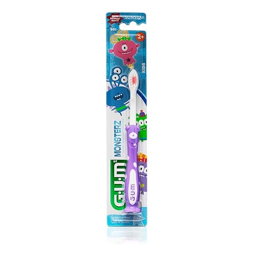 GUM Monsterz Children and Toddler Toothbrush, Soft Bristled Kids’ Toothbrush with Suction Cup, for Ages 2+, 1ct (6pk)