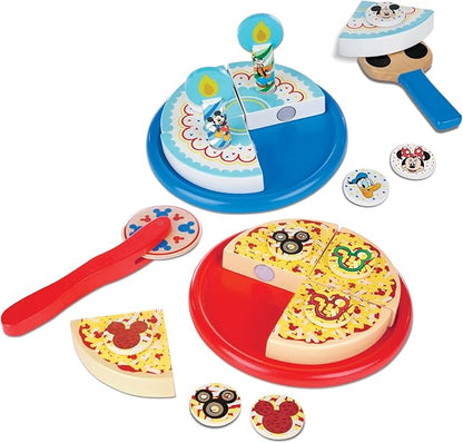 Melissa & Doug Mickey Mouse Wooden Pizza and Birthday Cake Set (32 pcs) - Play Food