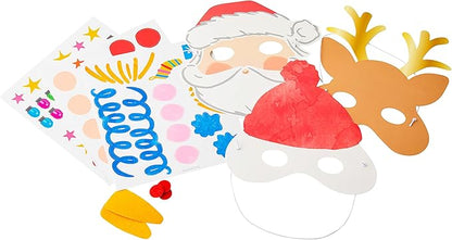 Talking Tables Christmas Mask Making Craft Kit for Kids-Pack of 6 with Santa, Reindeer & Snowman | Children Art Supplies, Fun Xmas Activities, Creative Gift, One Size, Red