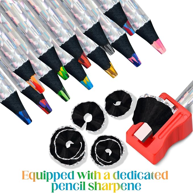 FilmHOO Art Supplies for Kids Classroom,12 Rainbow Colored Pencils With Cute Pencil Cap,sharpener,Arts And Crafts 4-12 Year Old Party Favors,Girl Gifts Trendy Stuff