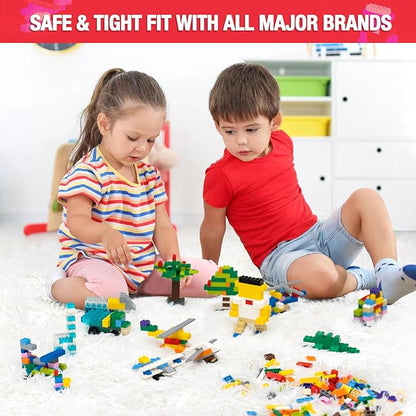 MANNIDOO 595 Pieces Building Bricks, Building Bulk Block with 4 Packs 5" x 5" Stackable Plates and 46PCS Wheel Accessory - Compatible with All Major Bricks, Gfits for Kids - 18 Shape/16 Color