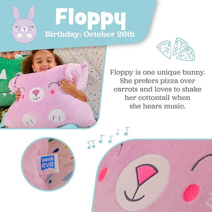 Saint Eve Kids Pillow Pals - Cute & Super Soft Animal Friends Decorative Fluffy Pillow Covers for Girls and Boys & Toddlers Beds, Playroom and Nap Time, Sensory Toys for Kids, Floppy The Bunny